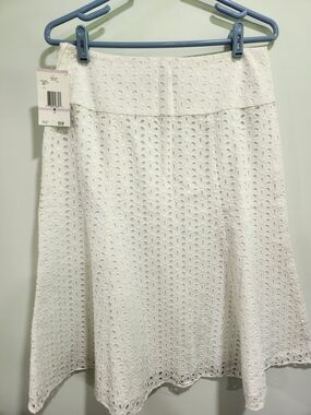 Jones Wear Studio NWT White Eyelet A-Line Skirt Midi 6